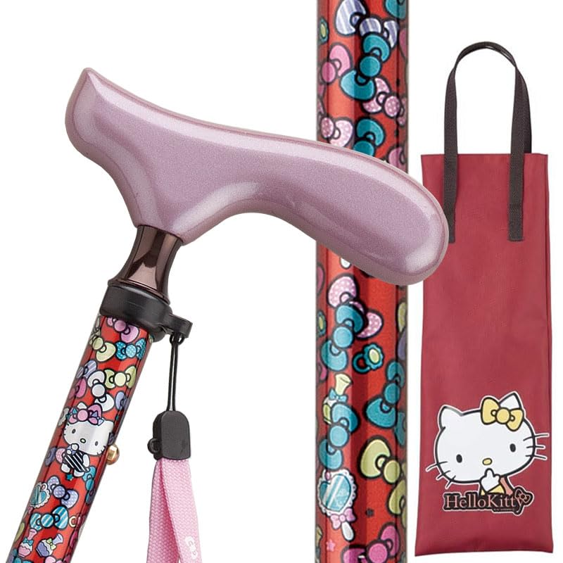 Amazon | 杖 キティちゃん おしゃれ 女性用 軽量 レッド ハローキティ